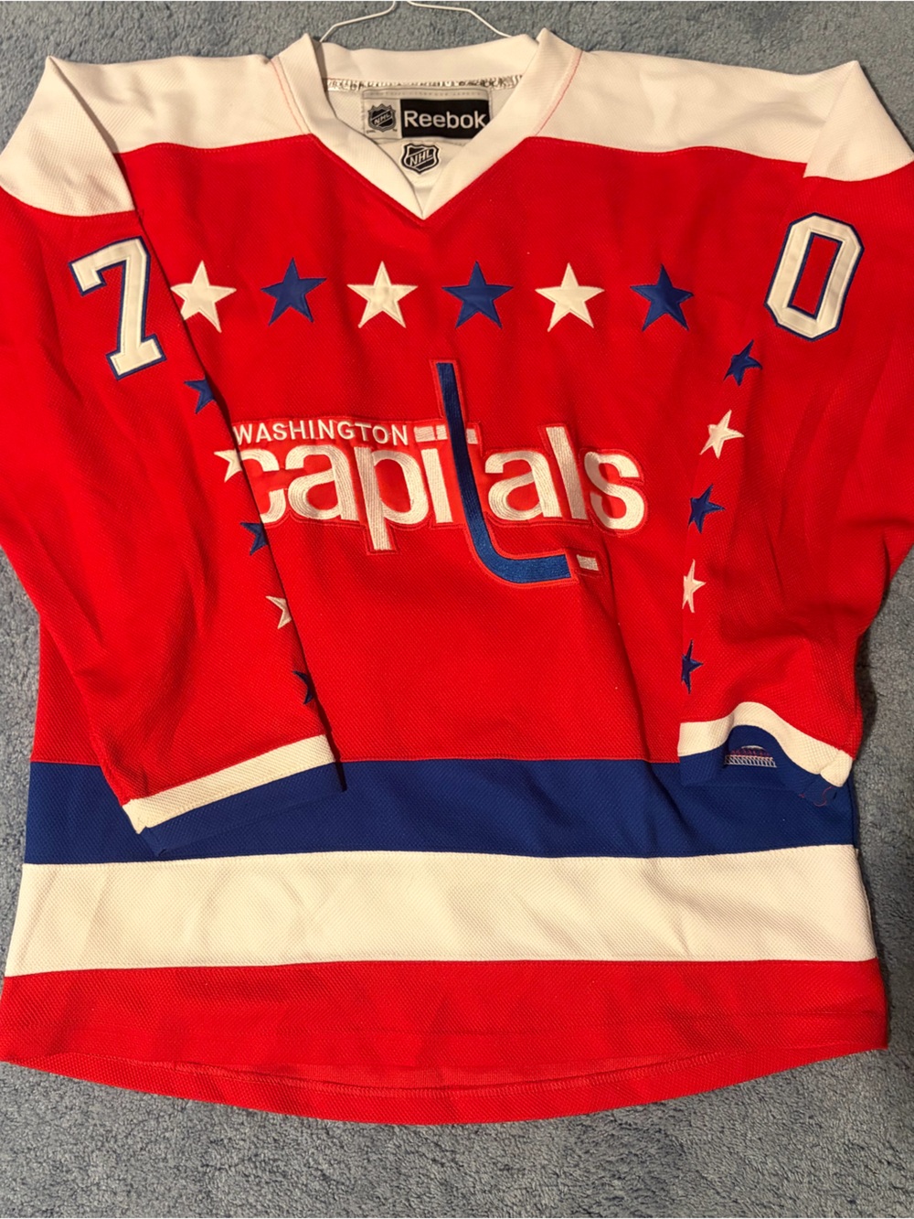 Reebok Braden Holtby Red and White Washington Capitals NHL Hockey Jersey size 50